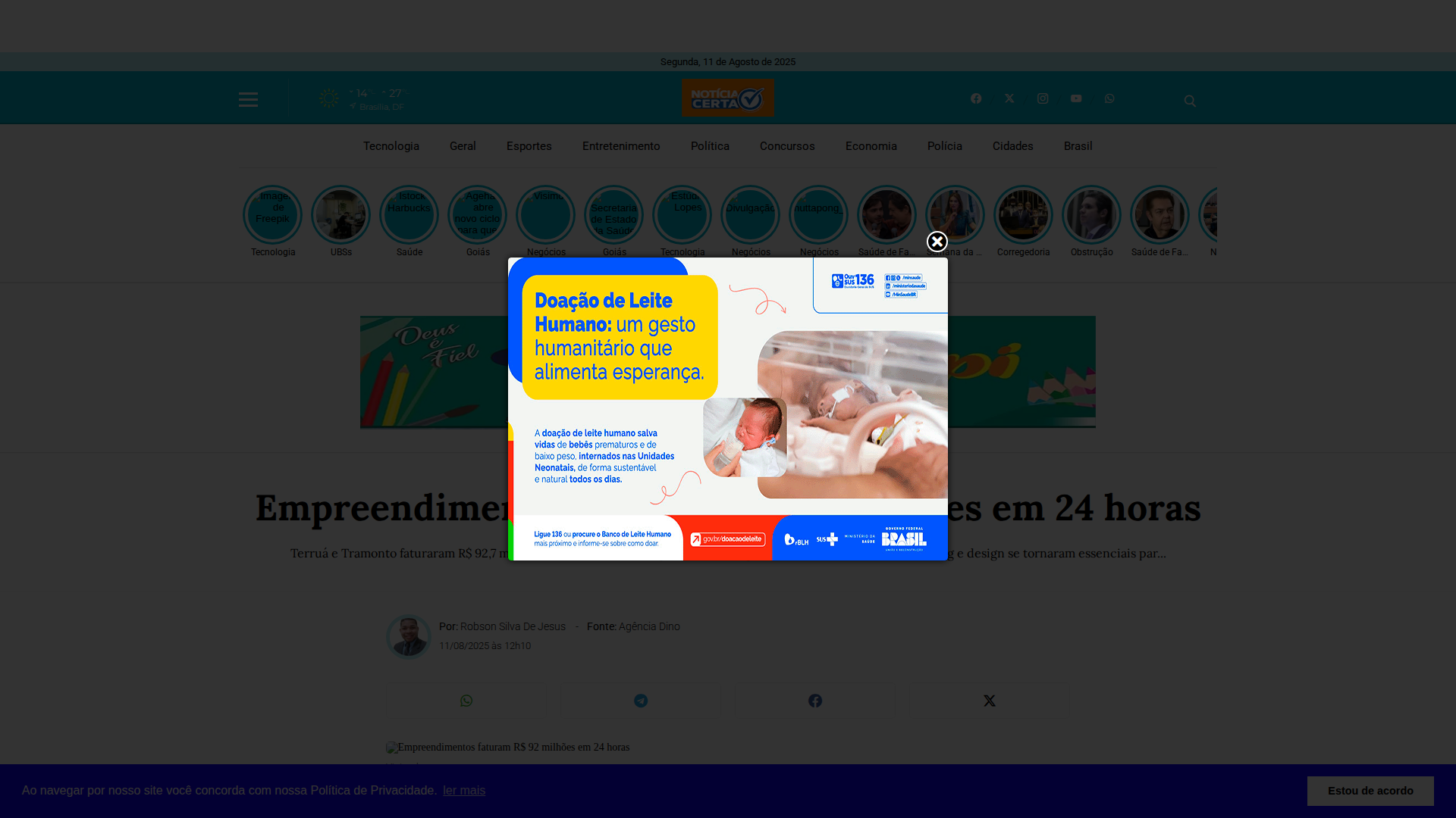 News from NOTÍCIA CERTA BRAZLÂNDIA