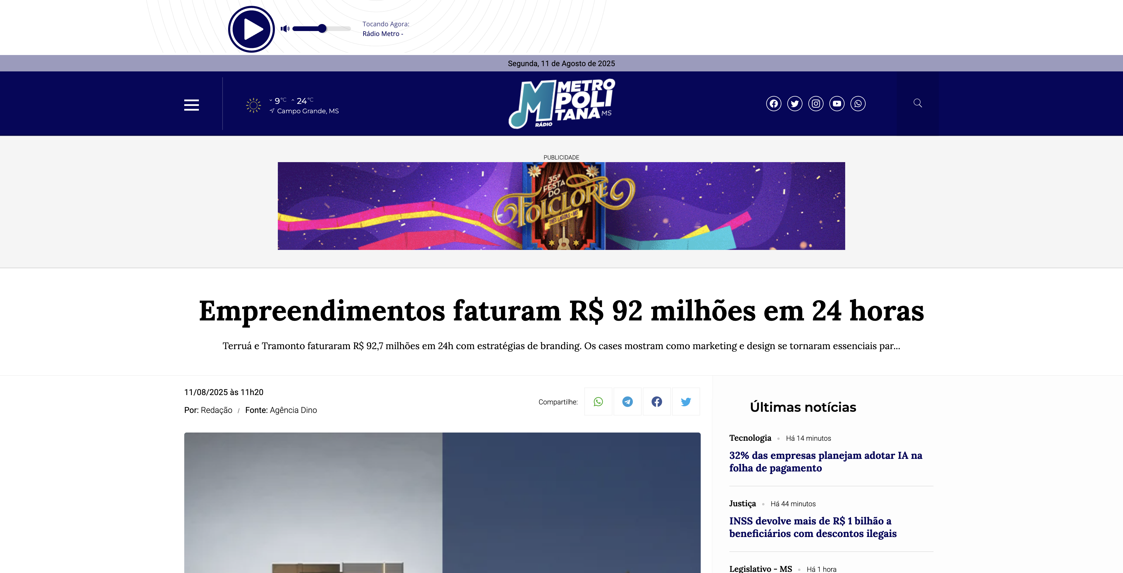 News from Rádio Metropolitana MS