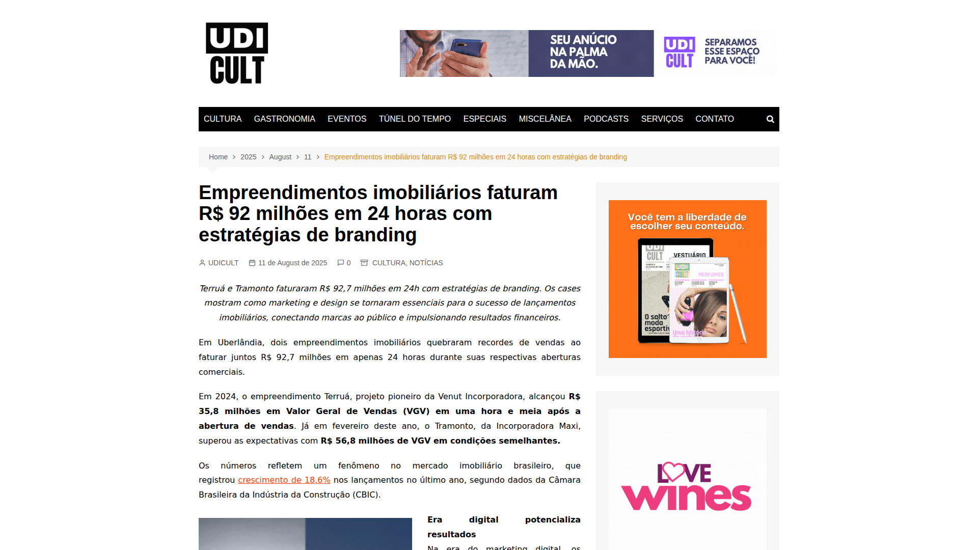 Notícia de Udicult