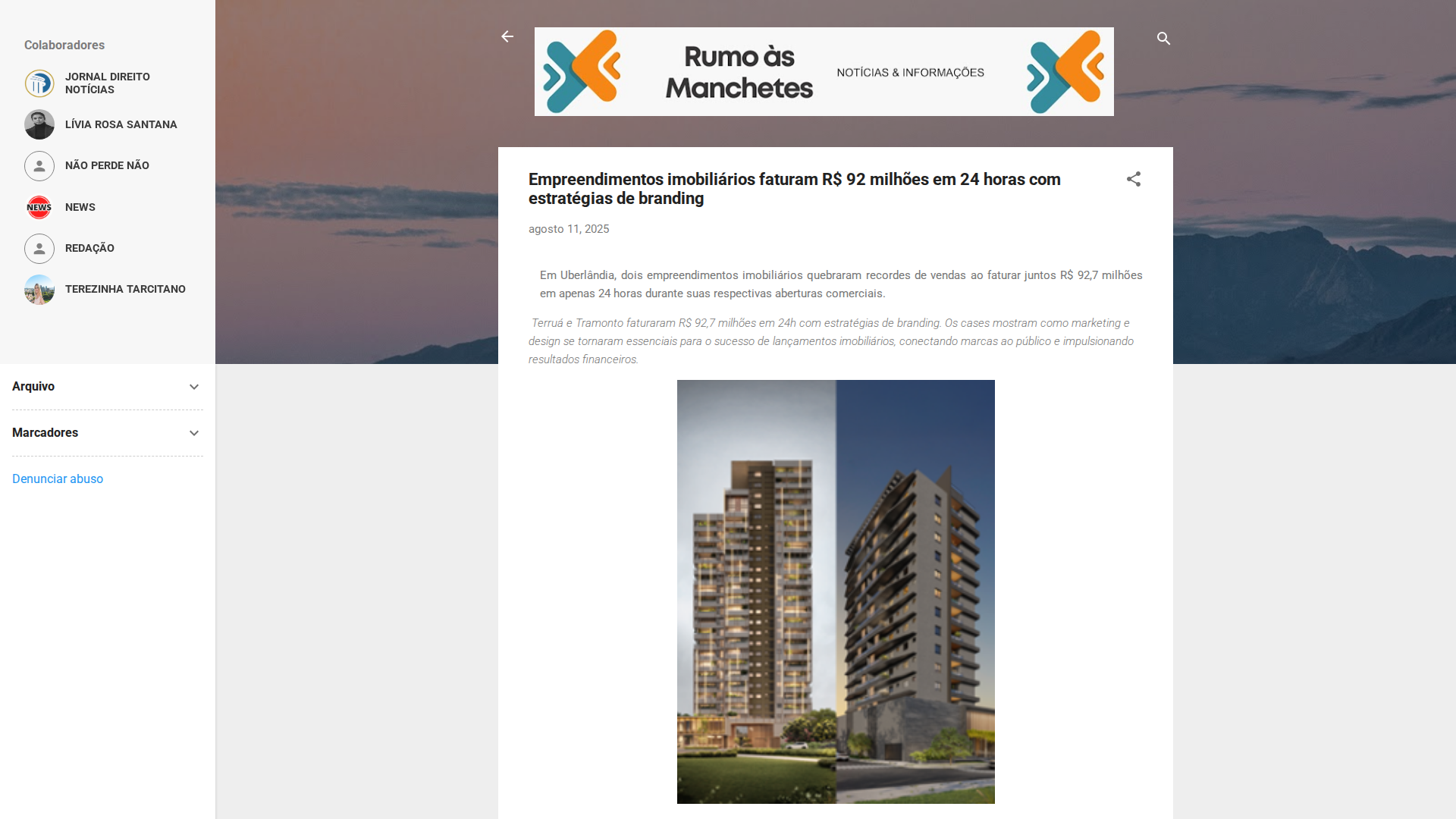 Notícia de Rumoasmanchetes