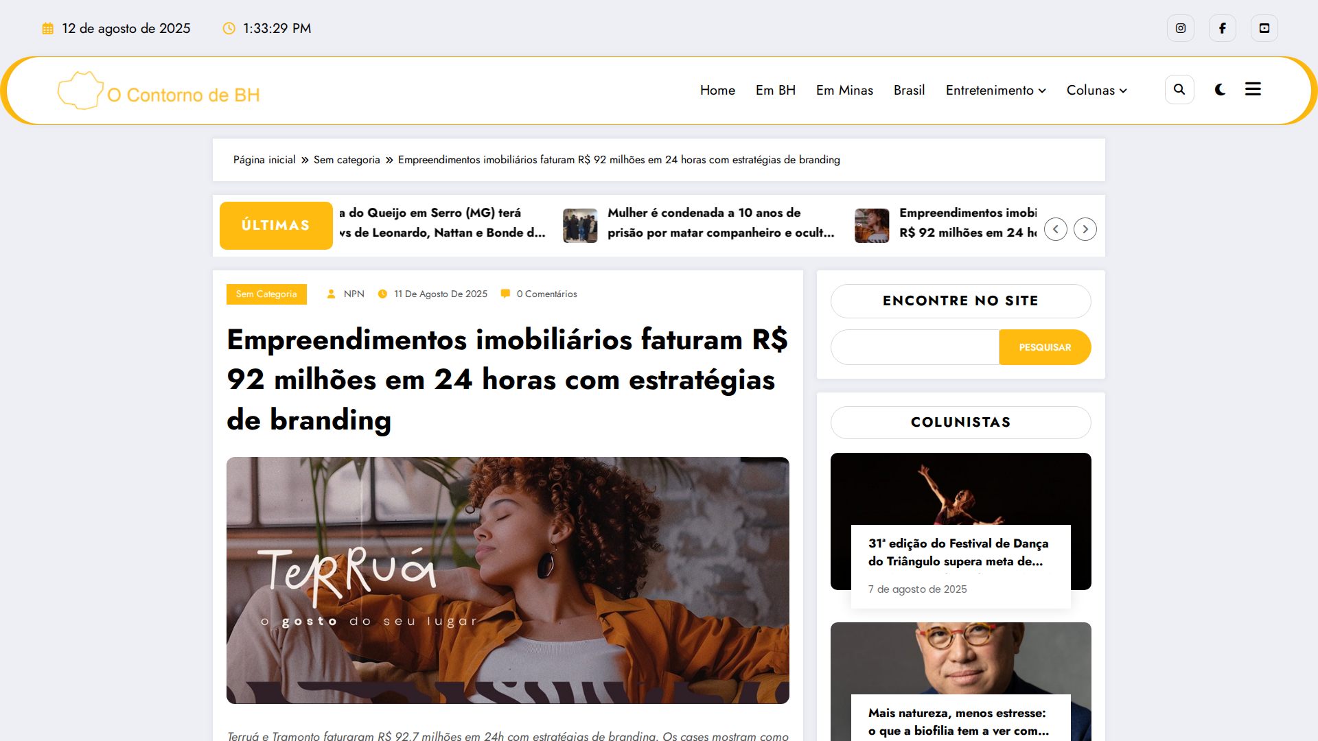 Notícia de Ocontornodebh