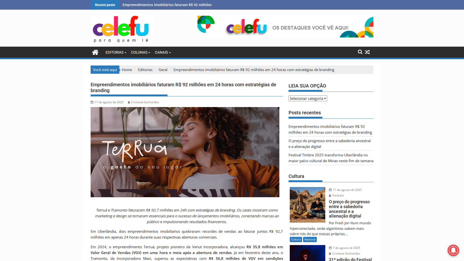 Notícia de Celefu