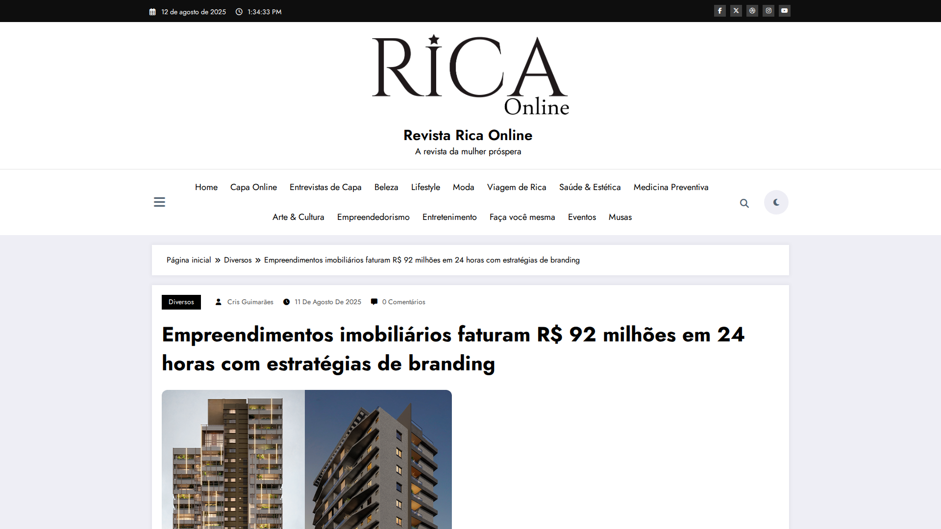 Notícia de Revistaricaonline